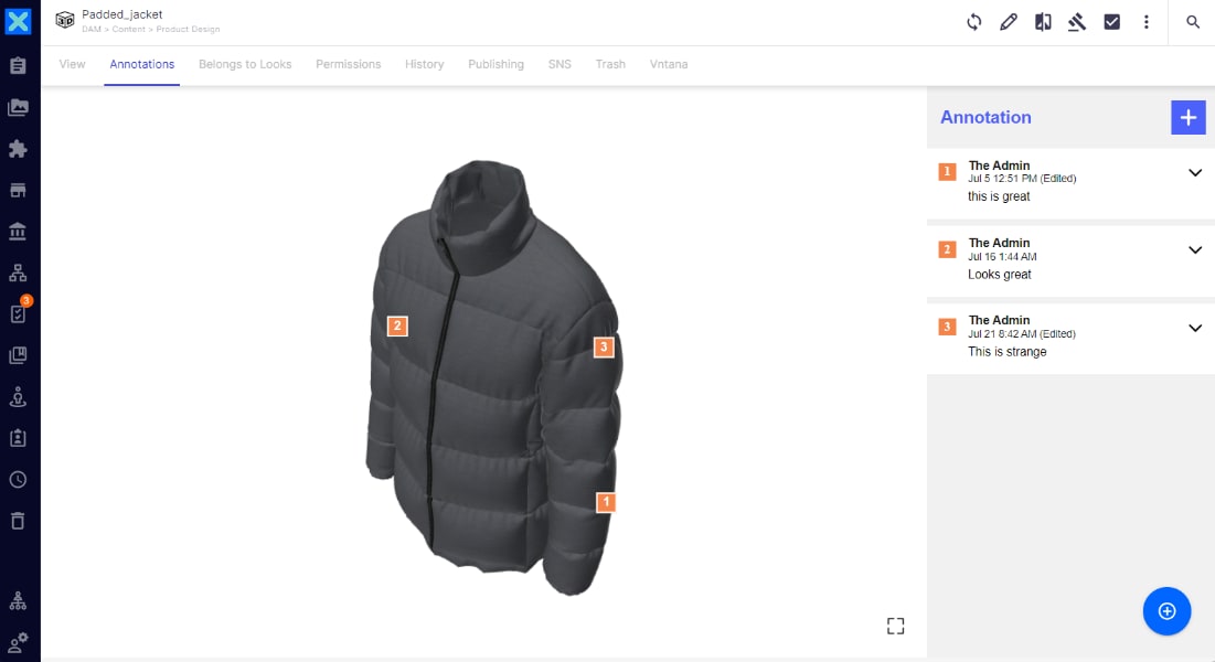 Visualization of Nuxeo Platform digital asset management for clothing retailer.